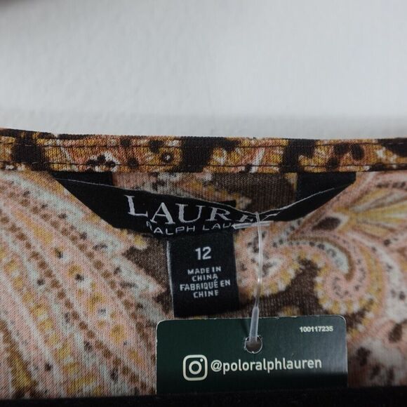 Ralph Lauren Womens Brown Paisley Shift Dress Size 12 - Picture 14 of 16